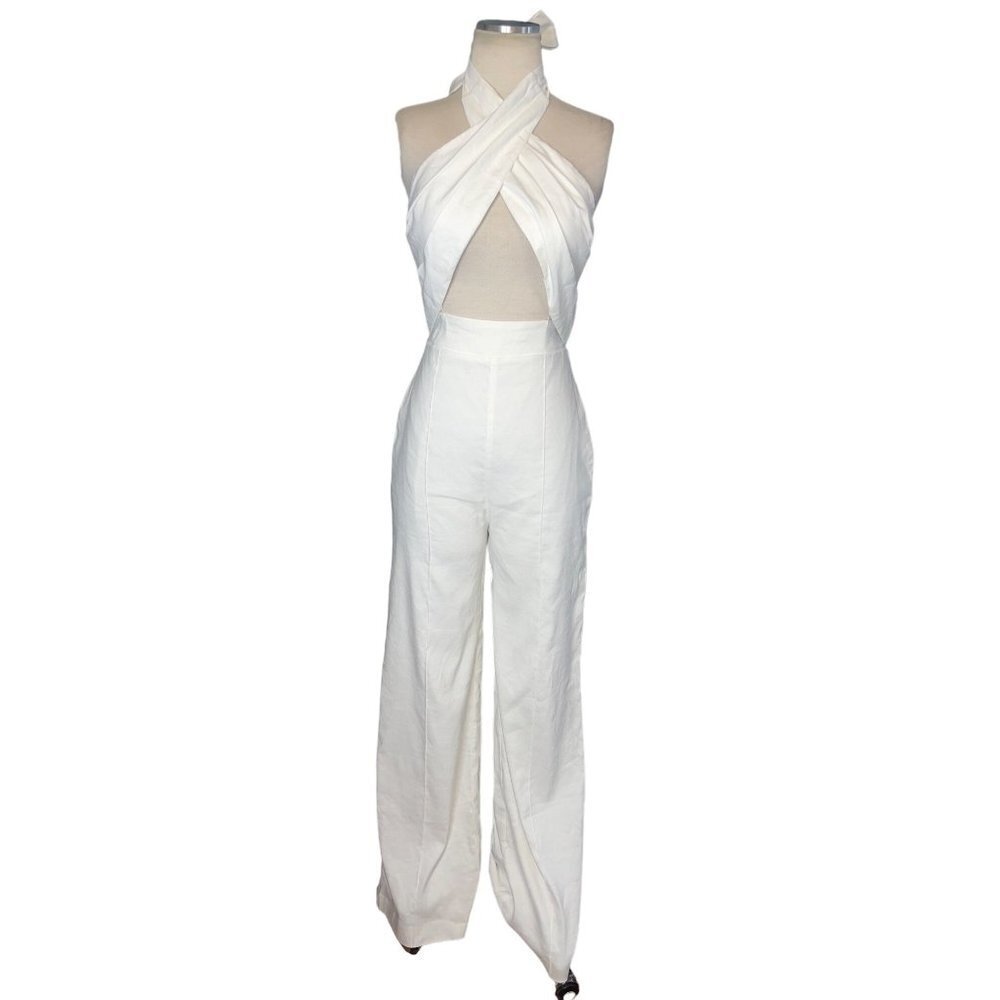 Milly Eda Linen Jumpsuit in White 2 New Womens Dressy Outfit - Picture 4 of 12